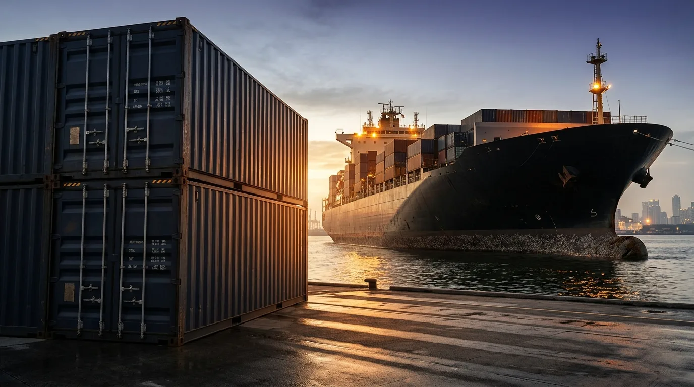 Cargo shipping port golden hour 202605020851